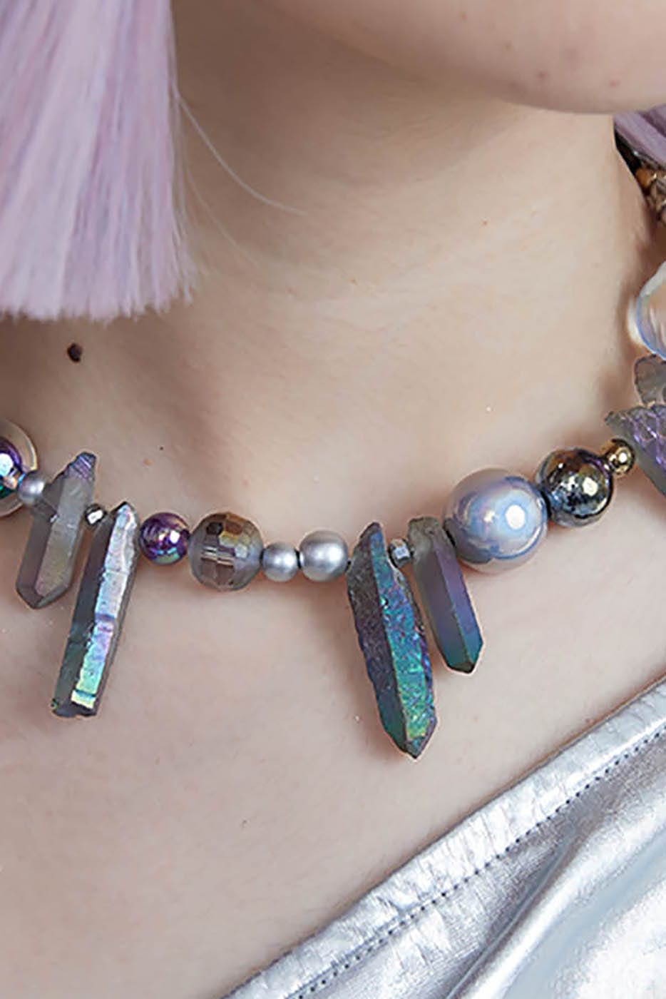 Enchanting Dreamscape Necklace -  techwear accessories - Dreamscape Necklace with Colorful Irregular Beads - View 6