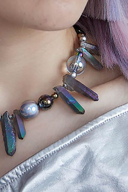 Enchanting Dreamscape Necklace -  unique bead arrangement - Dreamscape Necklace with Colorful Irregular Beads - View 7