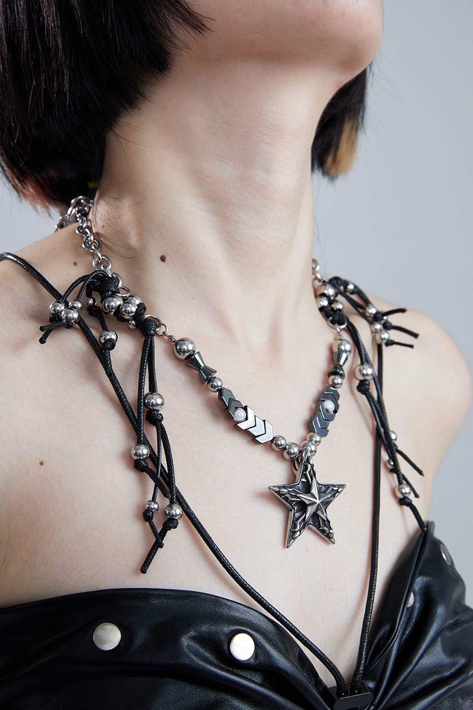 Enchanting Pentagram Beaded Necklace -  bohemian accessories - Unique Pentagram Beaded Necklace for a Mystical Look - View 5
