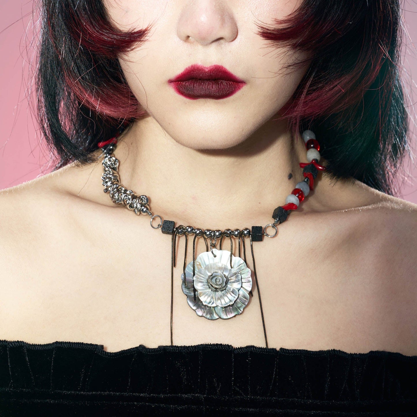 Necklace - Enchanting Thorn Blossom Necklace - Multicolor by Imaphotic