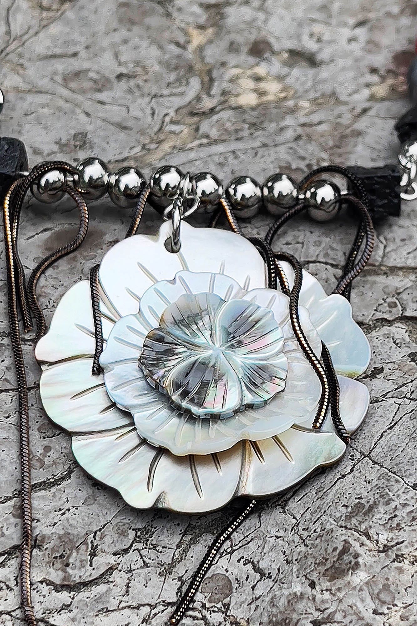 Necklace - Enchanting Thorn Blossom Necklace - Multicolor by Imaphotic