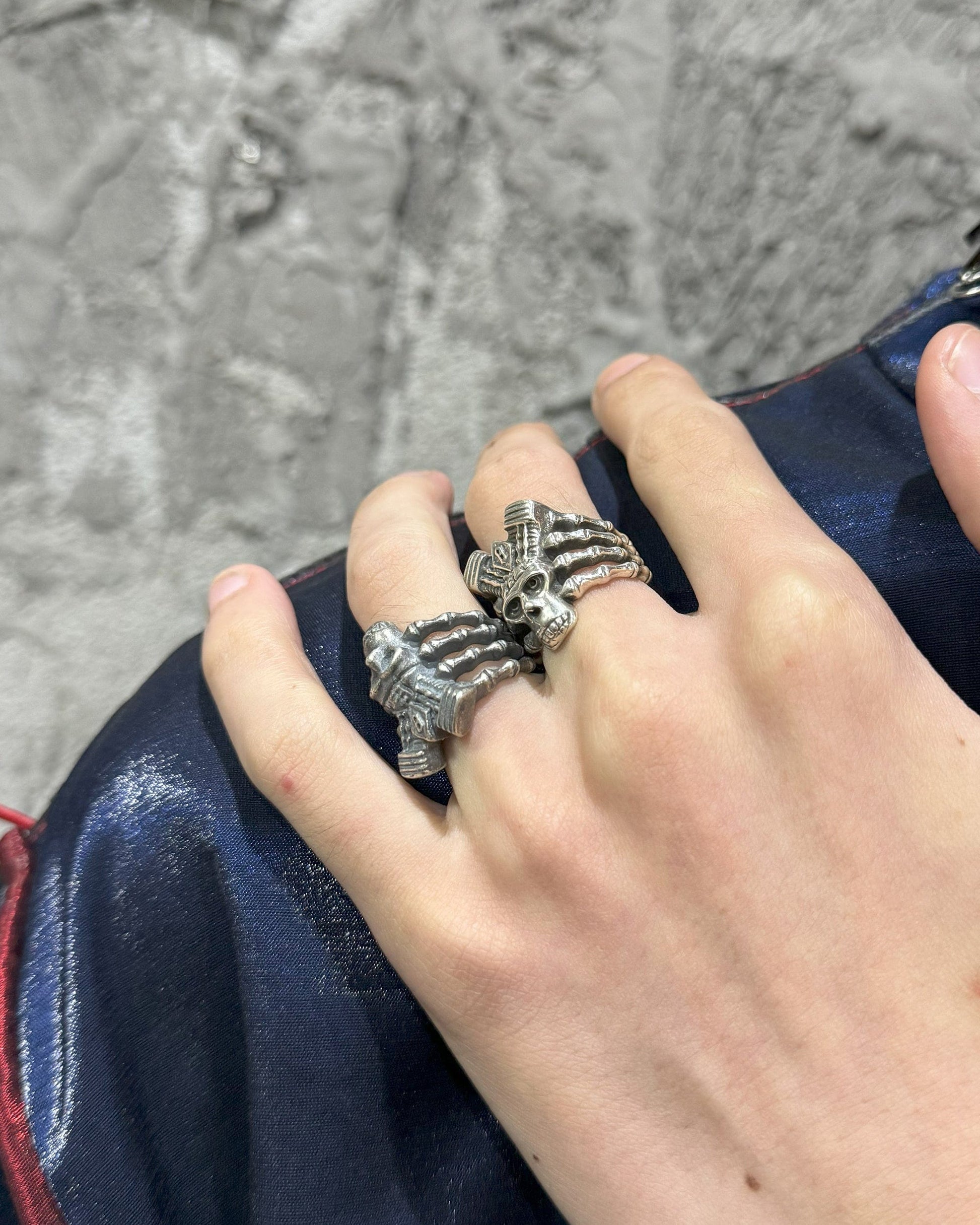 Enigmatic Demon Skull Skeleton Ring -  bold statement ring - Demon Skull Skeleton Ring - Adjustable Gothic Jewelry - View 5