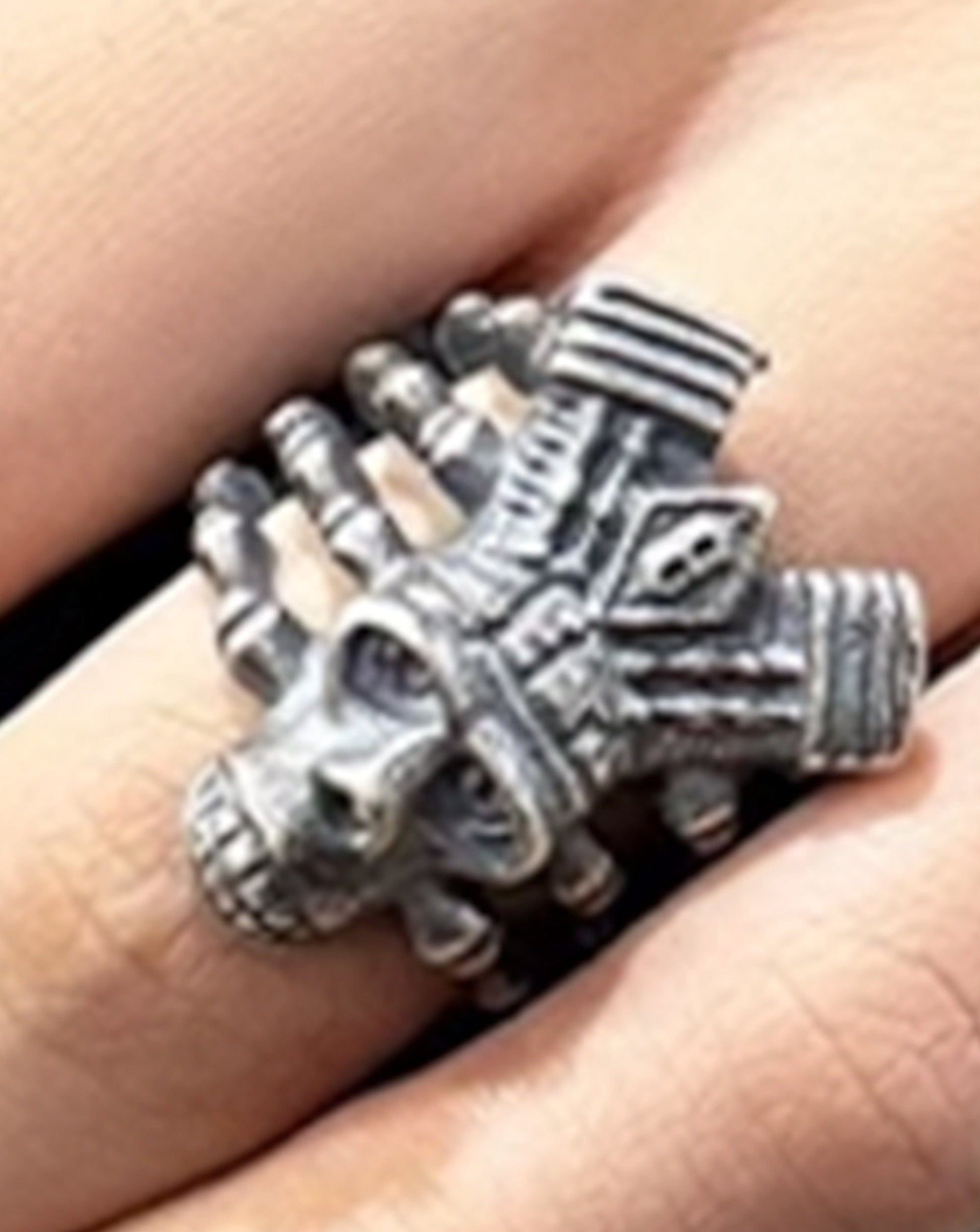 Ring - Enigmatic Demon Skull Skeleton Ring - ILLUSORY Demon Skull Finger Skeleton Ring by Imaphotic