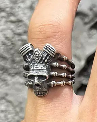 Enigmatic Demon Skull Skeleton Ring - New Arrivals - Demon Skull Skeleton Ring - Adjustable Gothic Jewelry - View 9