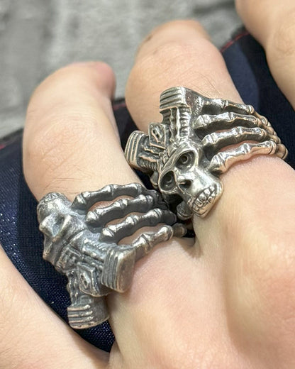 Enigmatic Demon Skull Skeleton Ring -  skeleton ring - Demon Skull Skeleton Ring - Adjustable Gothic Jewelry - View 13