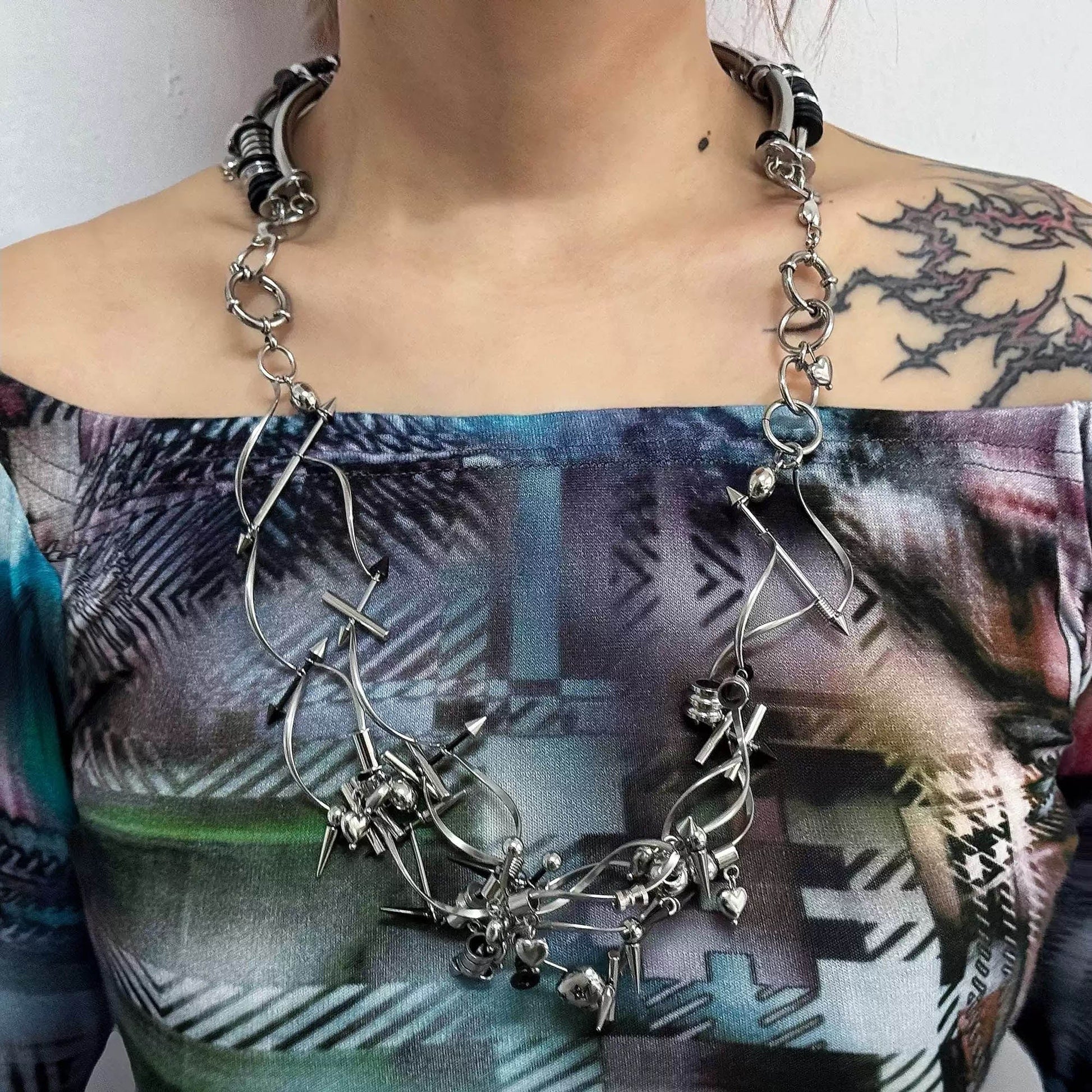 Enigmatic Warning Signal Necklace - unique necklace design - Unique Stainless Steel Necklace with Adjustable Fit - View 2