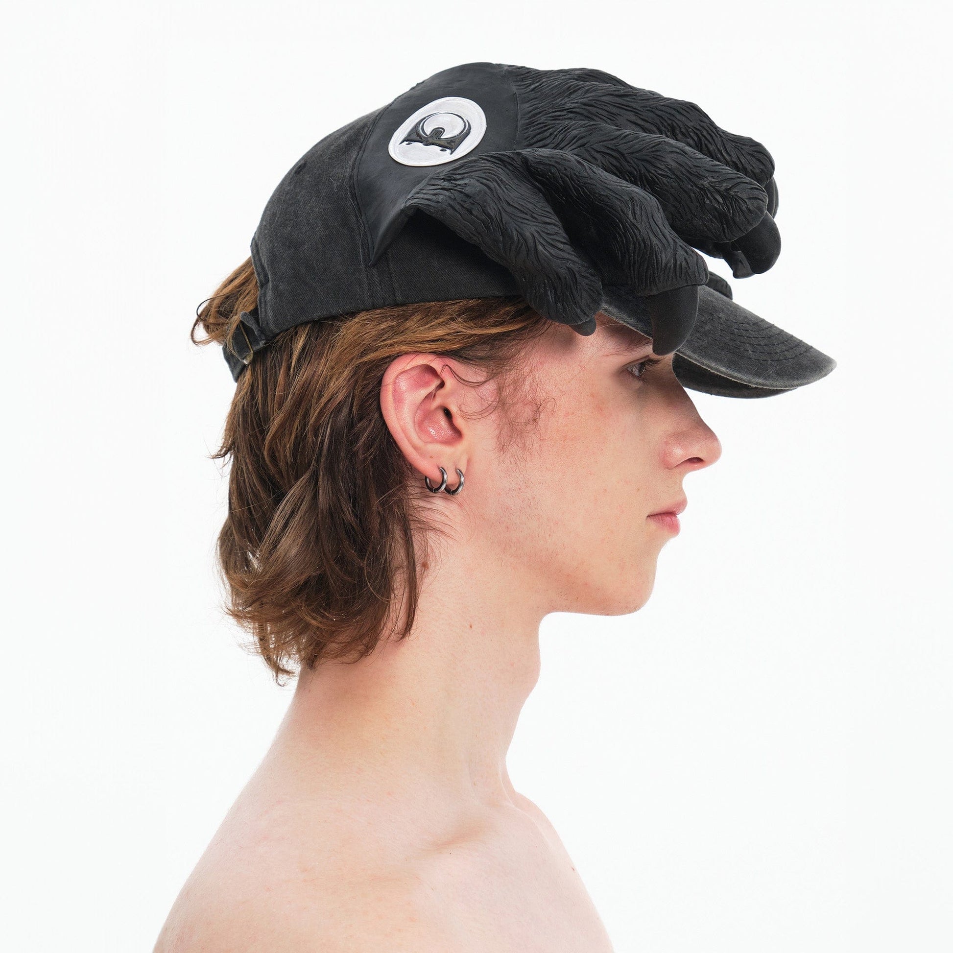 Fierce Claw Design Cap -  claw motif - Washed Denim Cap with Unique Claw Motif - View 3