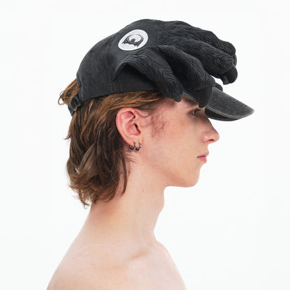Fierce Claw Design Cap -  claw motif - Washed Denim Cap with Unique Claw Motif - View 3
