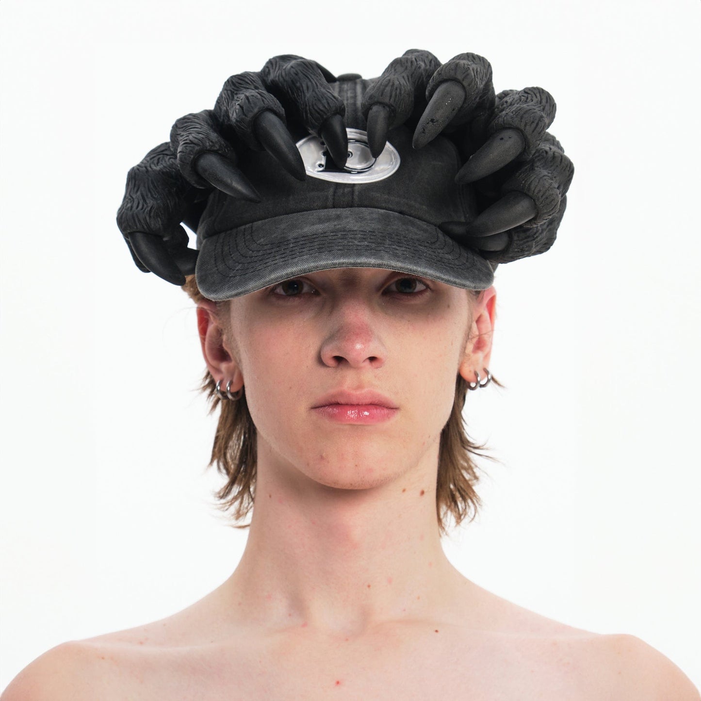 Fierce Claw Design Cap - denim cap - Washed Denim Cap with Unique Claw Motif - Main view
