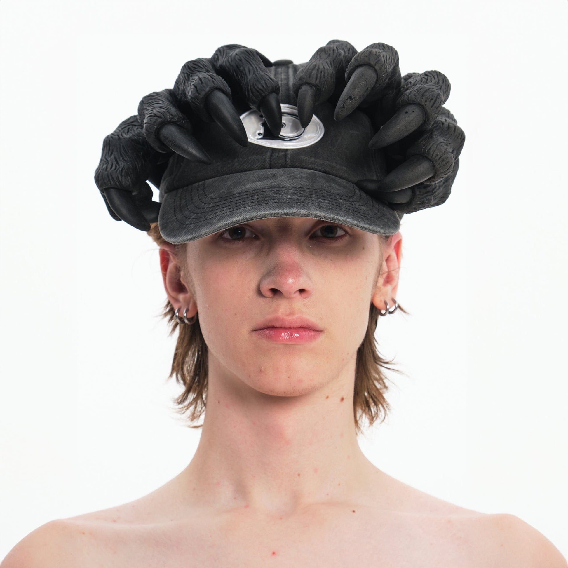 Fierce Claw Design Cap - denim cap - Washed Denim Cap with Unique Claw Motif - Main view
