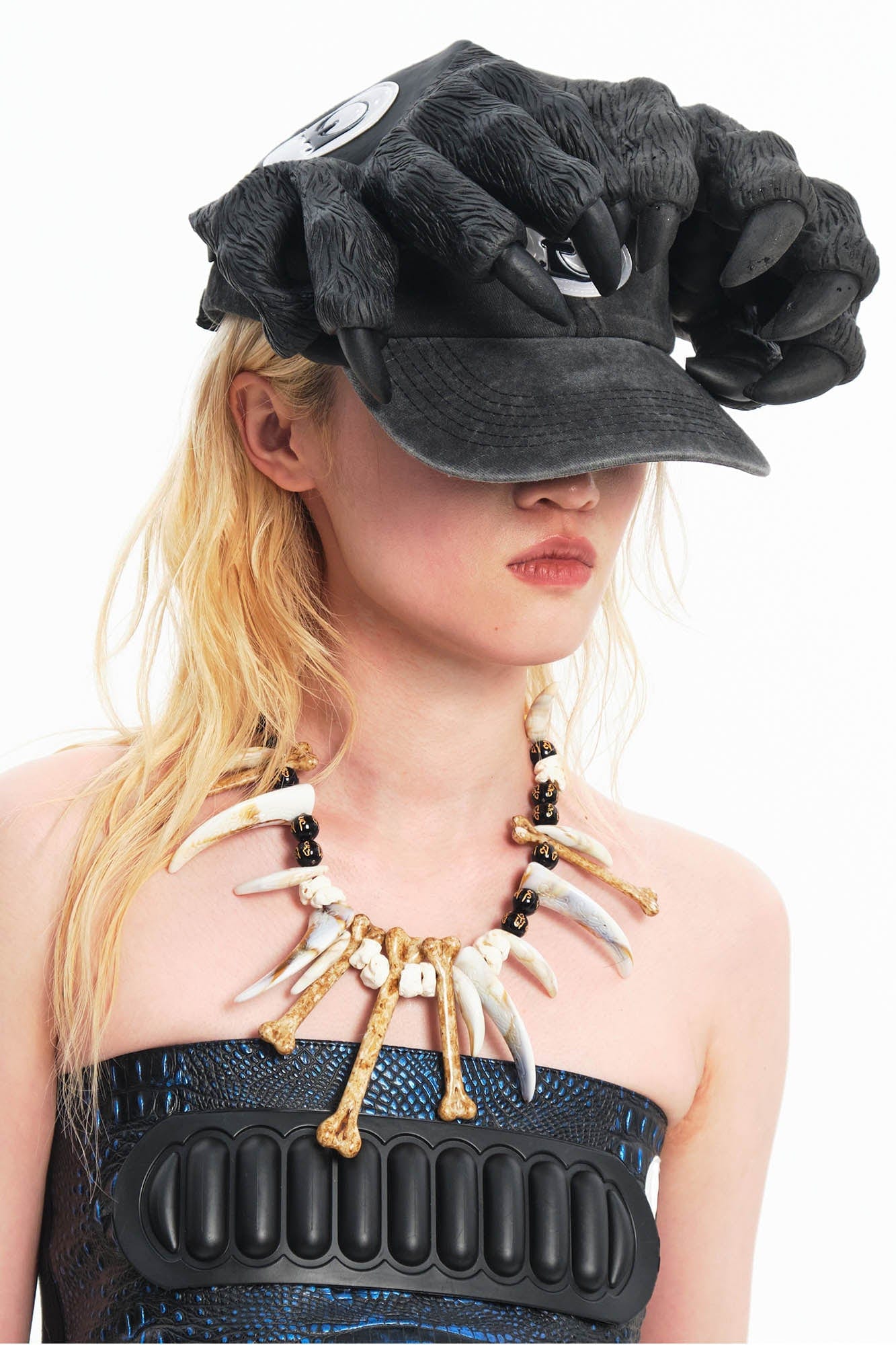 Fierce Claw Design Cap -  sun protection - Washed Denim Cap with Unique Claw Motif - View 5