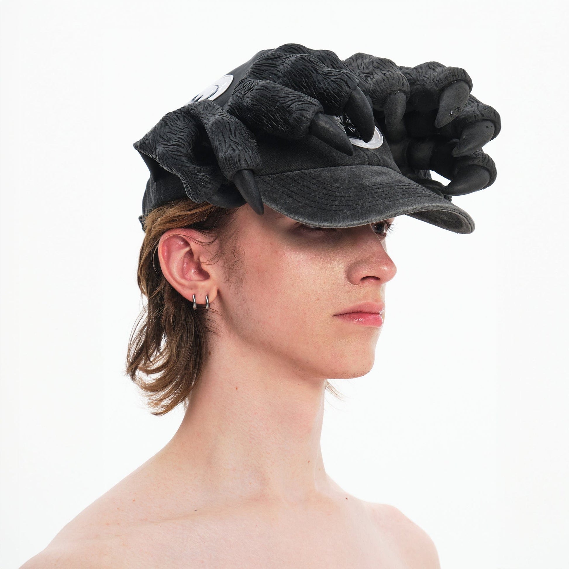 Fierce Claw Design Cap - washed denim cap - Washed Denim Cap with Unique Claw Motif - View 2