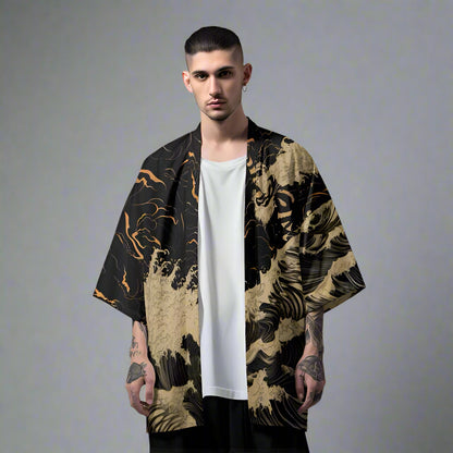 Fierce Spirit Haori Jacket - bold expression jacket - Tiger Print Haori Jacket for Unique Style - Main view