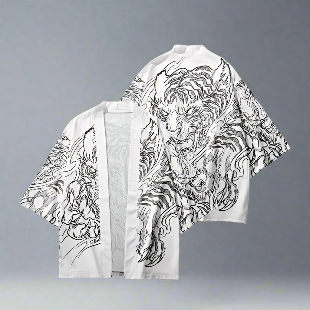Fierce Tiger Print Haori -  bold tiger design - Fierce Tiger Print Haori for Modern Style - View 3