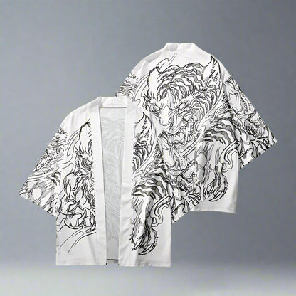 Fierce Tiger Print Haori -  bold tiger design - Fierce Tiger Print Haori for Modern Style - View 3