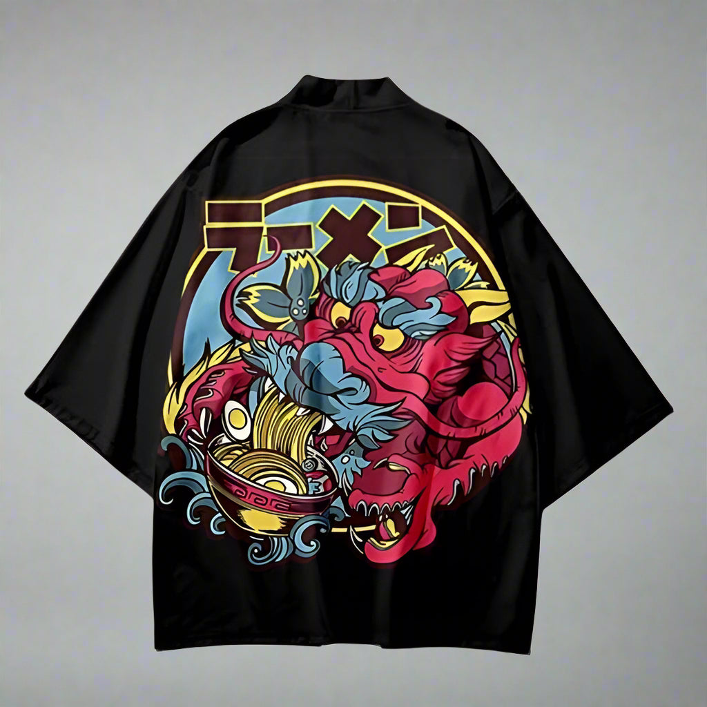 Fiery Dragon Feast Haori - fiery dragon - Fiery Dragon Feast Haori: A Stylish Kimono Cardigan - View 2
