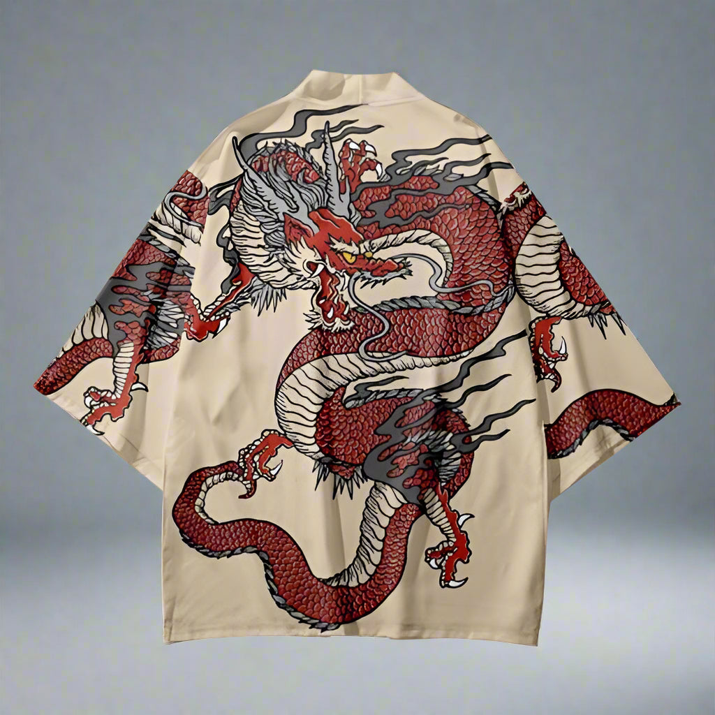 Fiery Dragon-Inspired Kimono - stylish kimono - Fiery Dragon Kimono Cardigan for Effortless Style - View 2