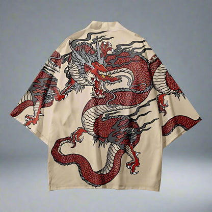 Fiery Dragon-Inspired Kimono - stylish kimono - Fiery Dragon Kimono Cardigan for Effortless Style - View 2