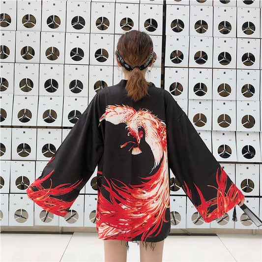 Fiery Red Flame Kimono - flame kimono - Fiery Red Flame Kimono for Stylish Comfort - Main view