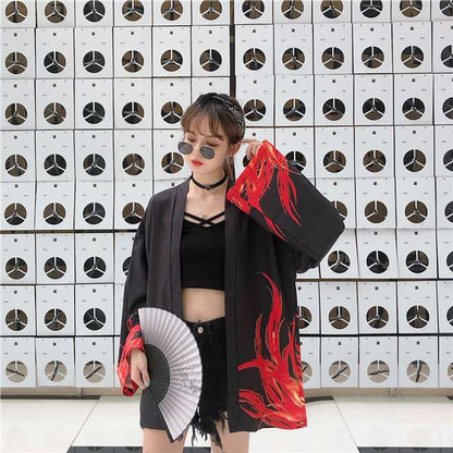 Fiery Red Flame Kimono -  haori jacket - Fiery Red Flame Kimono for Stylish Comfort - View 5