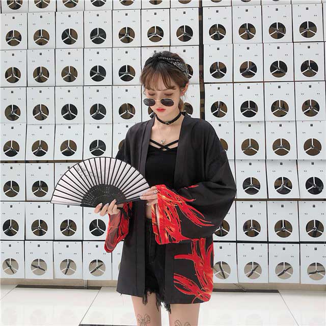 Fiery Red Flame Kimono -  short kimono - Fiery Red Flame Kimono for Stylish Comfort - View 7