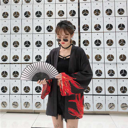 Fiery Red Flame Kimono -  short kimono - Fiery Red Flame Kimono for Stylish Comfort - View 7