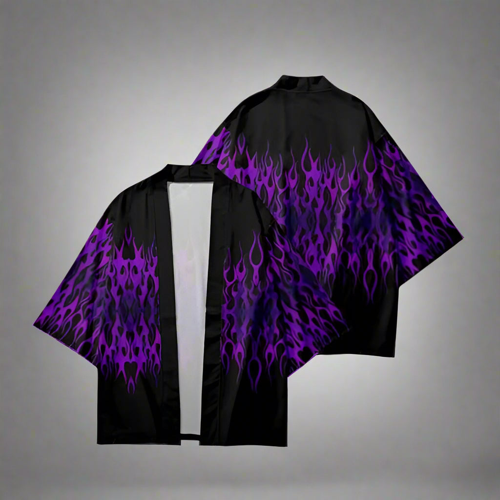 Fiery Spirit Haori -  japanese jacket - Stylish Fiery Spirit Haori with Flame Design - View 5