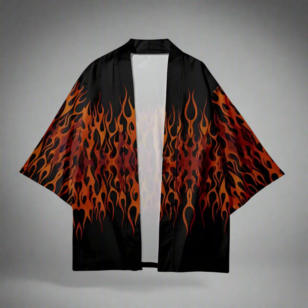 Fiery Spirit Haori - stylish haori - Stylish Fiery Spirit Haori with Flame Design - View 2