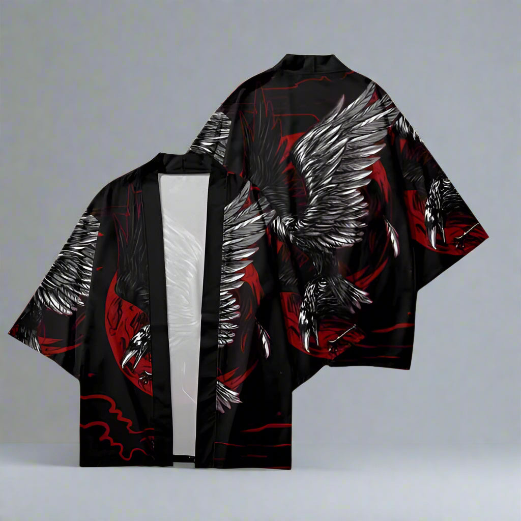 Fiery Spirit Kimono -  cardigan - Fiery Spirit Kimono - Versatile Phoenix Print Haori - View 3