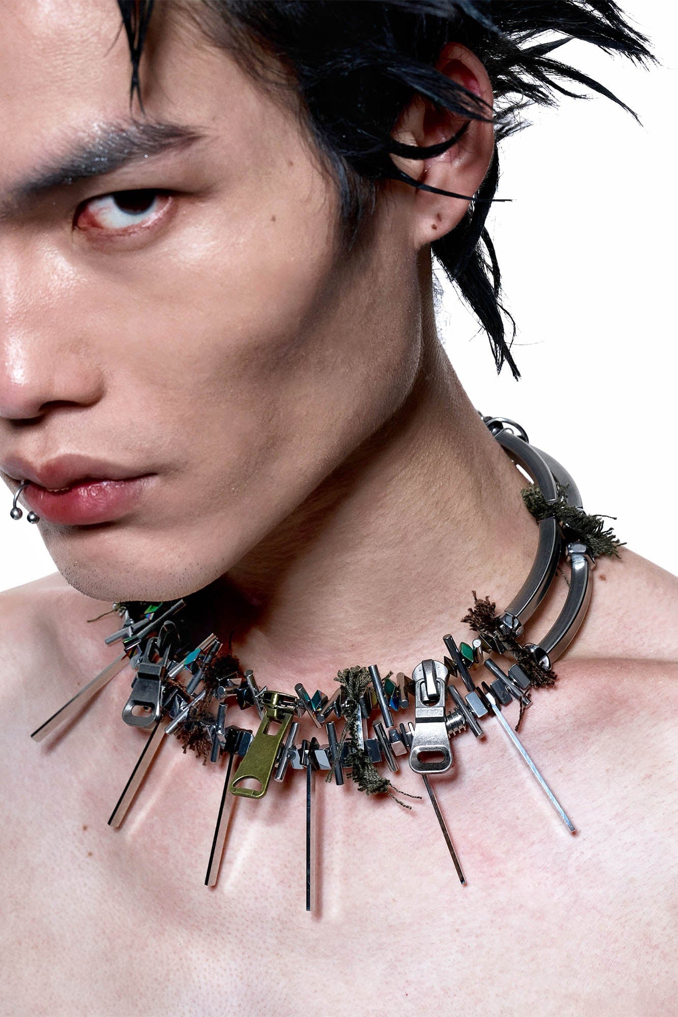 Fifth Element Spike Pendant -  durable stainless steel jewelry - Futuristic Spike Pendant Necklace with Double Layer Chains - View 5