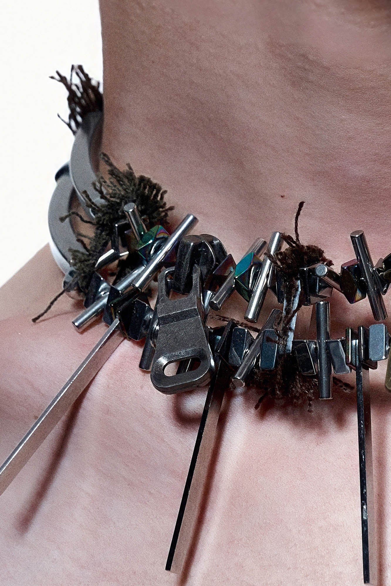 Fifth Element Spike Pendant -  futuristic necklace - Futuristic Spike Pendant Necklace with Double Layer Chains - View 6