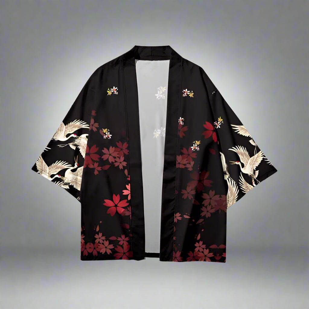 Floral Crane Kimono - kimono - Floral Crane Kimono for Effortless Style and Comfort - Main view