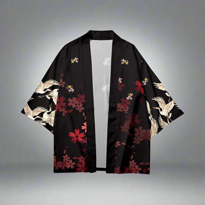 Floral Crane Kimono - kimono - Floral Crane Kimono for Effortless Style and Comfort - Main view