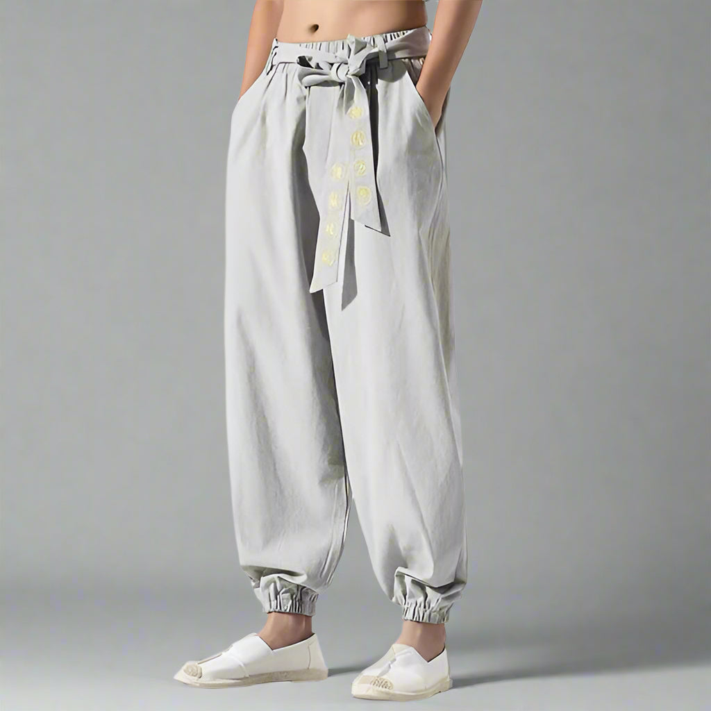 Flowy Boho-Inspired Pants -  Japanese style pants - Chic Boho Hakama Style Pants for Comfort and Style - View 8