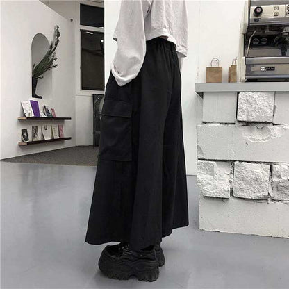 Flowy Hakama-Inspired Trousers -  streetwear - Contemporary Hakama-Inspired Wide Leg Trousers - View 5