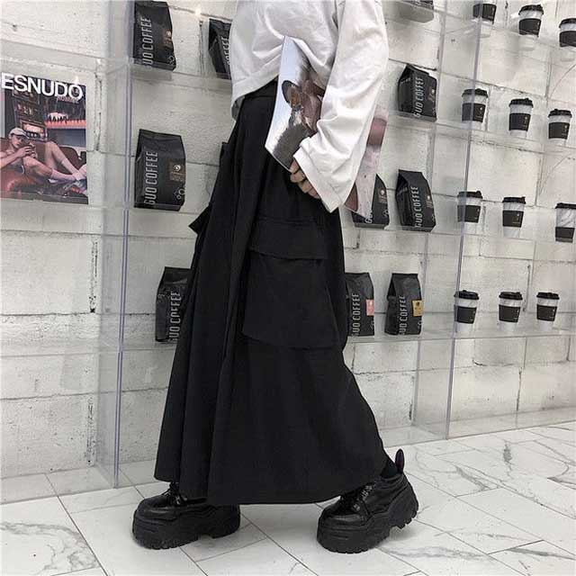 Flowy Hakama-Inspired Trousers -  unisex trousers - Contemporary Hakama-Inspired Wide Leg Trousers - View 6