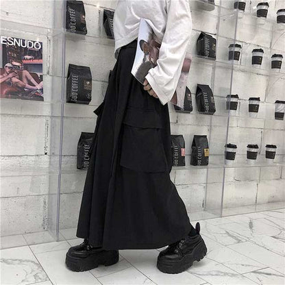 Flowy Hakama-Inspired Trousers -  unisex trousers - Contemporary Hakama-Inspired Wide Leg Trousers - View 6