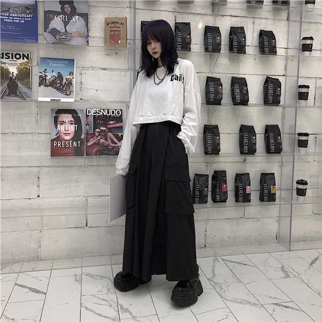 Flowy Hakama-Inspired Trousers -  wide leg - Contemporary Hakama-Inspired Wide Leg Trousers - View 7