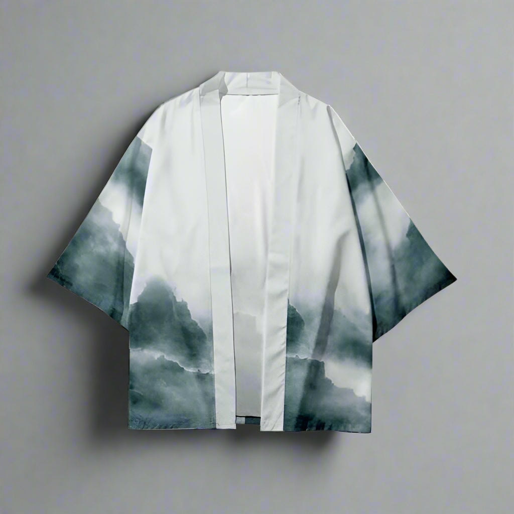 Foggy Peaks Kimono - unisex kimono - Foggy Peaks Kimono - Stylish Unisex Haori Cardigan - View 2