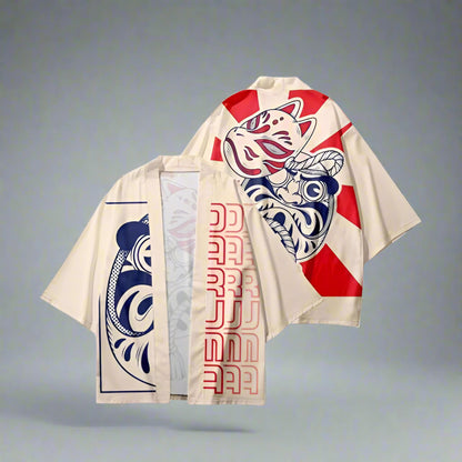 Fox Spirit Inspired Haori -  bold print haori - Stylish Daruma & Kitsune Haori for Unique Looks - View 3