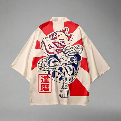 Fox Spirit Inspired Haori - traditional style haori - Stylish Daruma & Kitsune Haori for Unique Looks - View 2