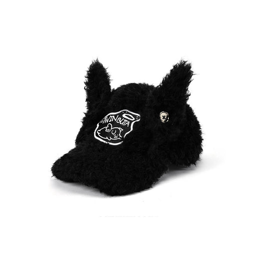 Furry Ear Embroidered Black Cap - furry cap - Furry Ear Embroidered Black Cap for Unique Style - Main view