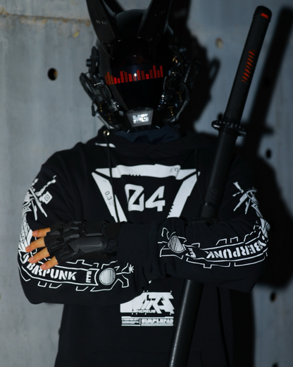 Futuristic Biker Graphic Hoodie - techwear hoodie - Futuristic Biker Graphic Hoodie for Urban Style - View 2