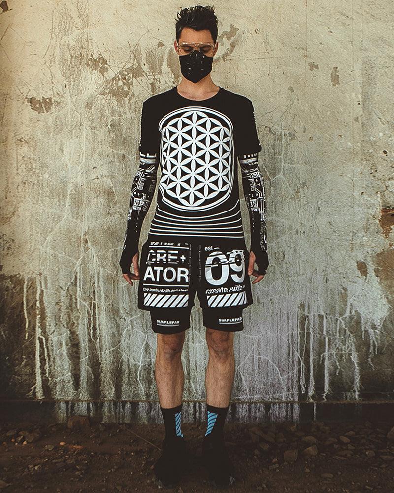Futuristic Biker Tech Shorts -  futuristic wear - Futuristic Biker Tech Shorts for Urban Activities - View 3