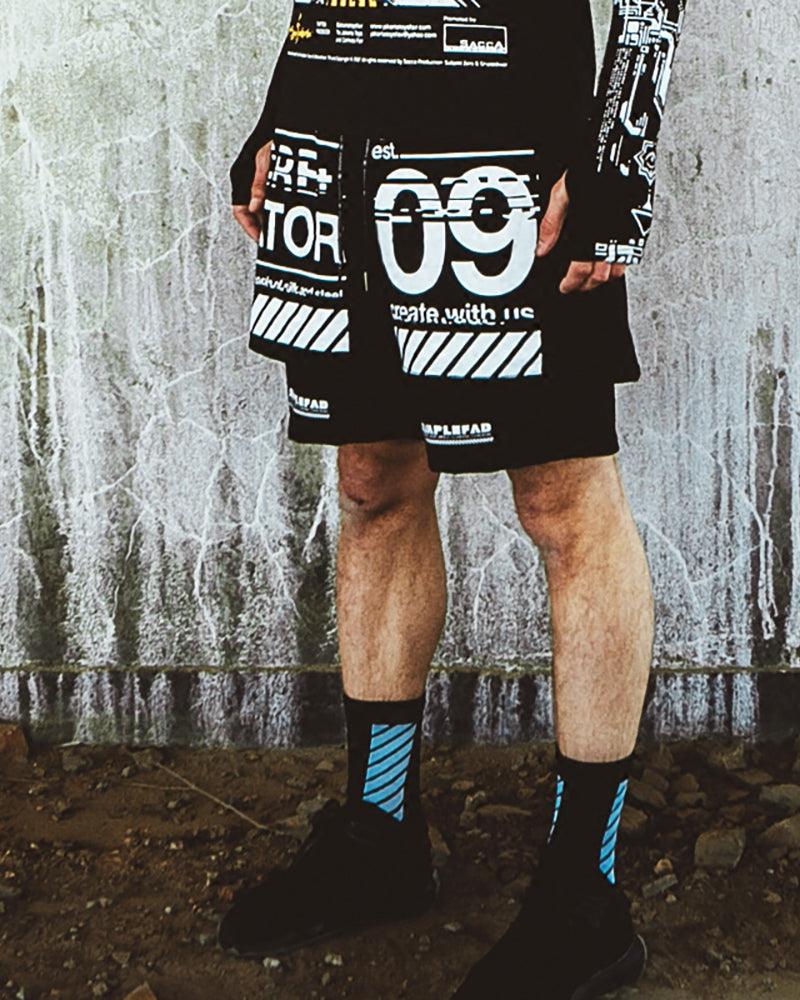 Futuristic Biker Tech Shorts - techwear cyberpunk shorts - Futuristic Biker Tech Shorts for Urban Activities - View 2