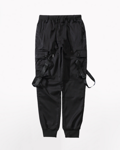 Futuristic Black Ribbon Cargo Pants -  machine washable cargo pants - Futuristic Black Ribbon Cargo Pants for Adventurers - View 4