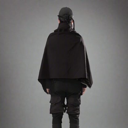 Futuristic Black Samurai Cloak -  cyberpunk style - Futuristic Black Samurai Cloak for Techwear Style - View 3