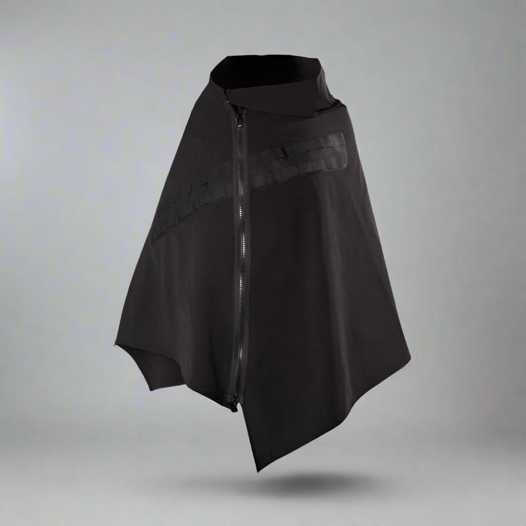 Futuristic Black Samurai Cloak - edgy style cloak - Futuristic Black Samurai Cloak for Techwear Style - Main view