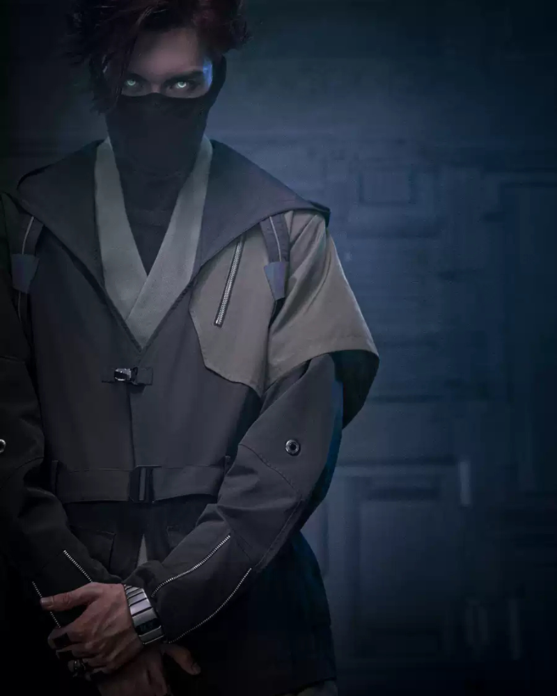 Futuristic Blade Shadow Coat -  cyberpunk coat - Futuristic Blade Shadow Coat: Techwear Inspired Design - View 3