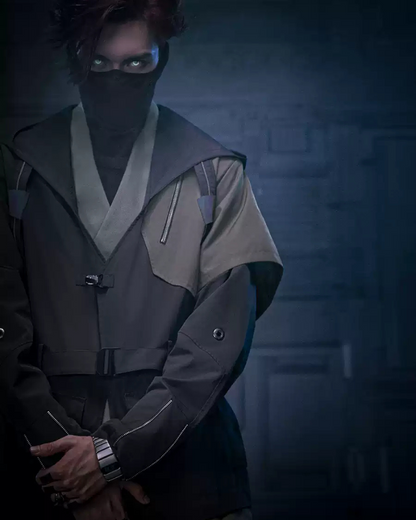 Futuristic Blade Shadow Coat -  cyberpunk coat - Futuristic Blade Shadow Coat: Techwear Inspired Design - View 3